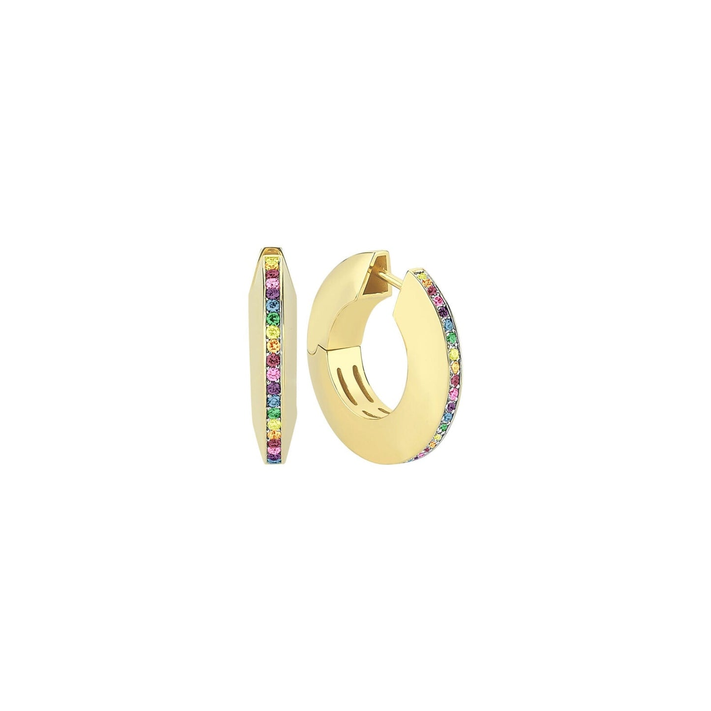 Rainbow Sapphire Line Small Hoop (Single)