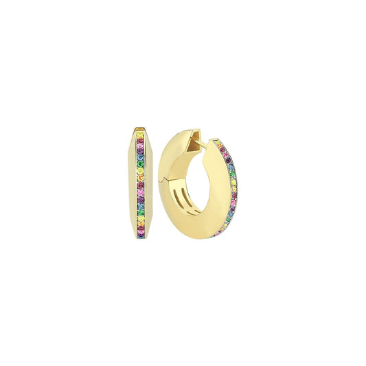 Rainbow Sapphire Line Small Hoop (Single)