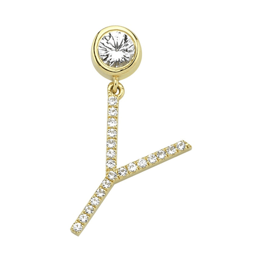 Small Size Quartz Pave Letter Earring (Single)