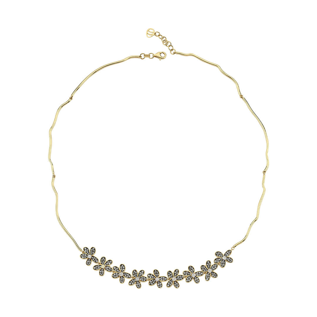 Rebellion Necklace With Diamond Flowers