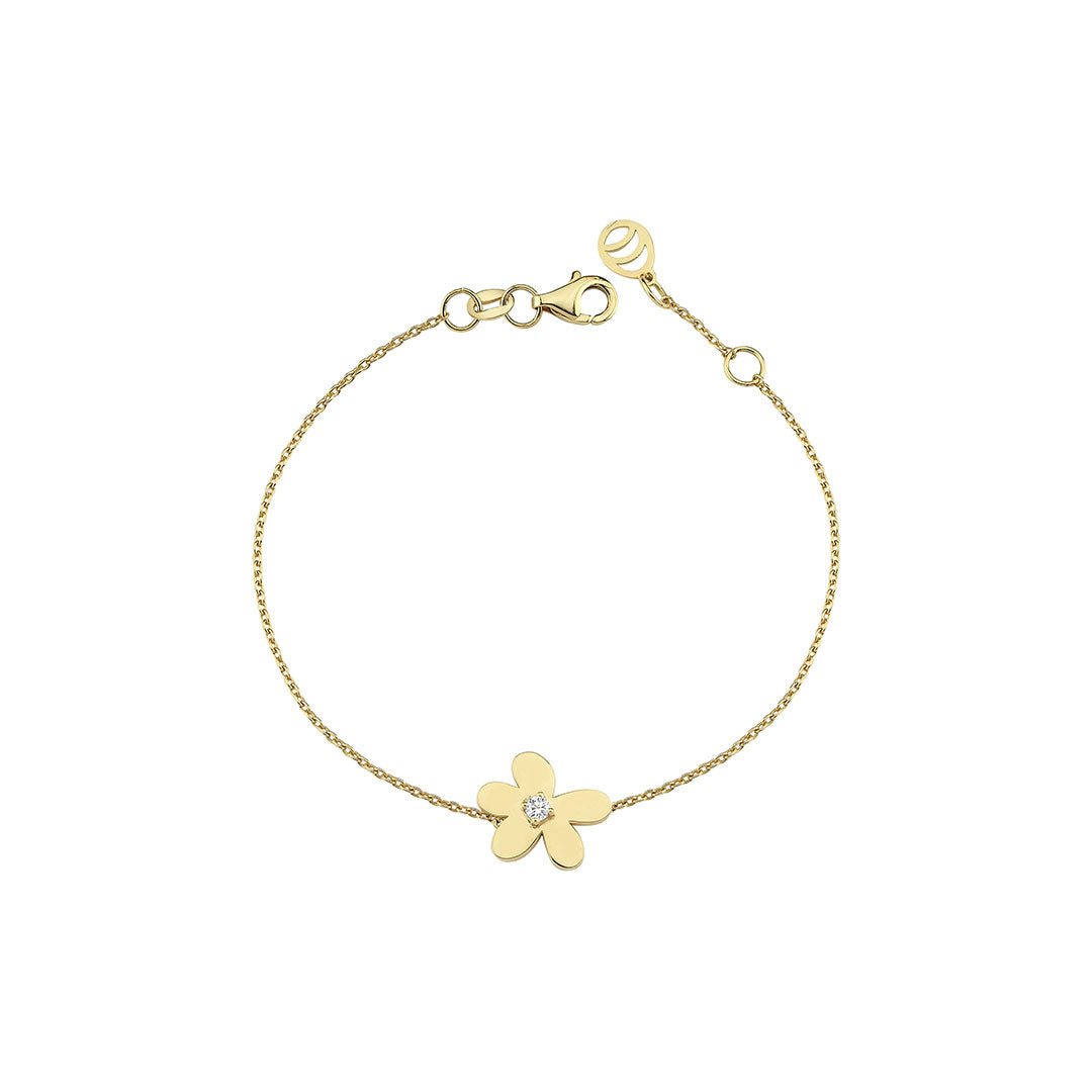Single Flower Bracelet with Solitaire Diamond