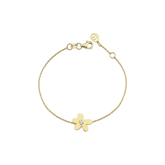 Single Flower Bracelet with Solitaire Diamond