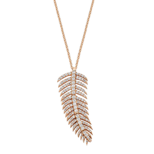 Small Size White Diamond Feather Necklace