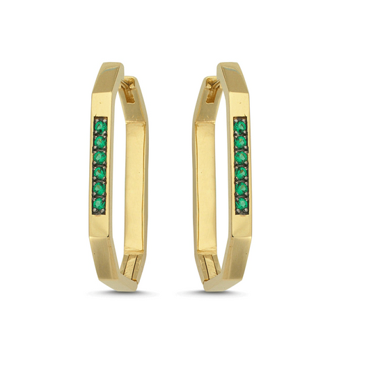 GEOMETRIC EMERALD EARRINGS (SINGLE)