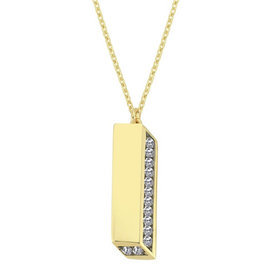 3D Letter I Necklace With Diamonds
