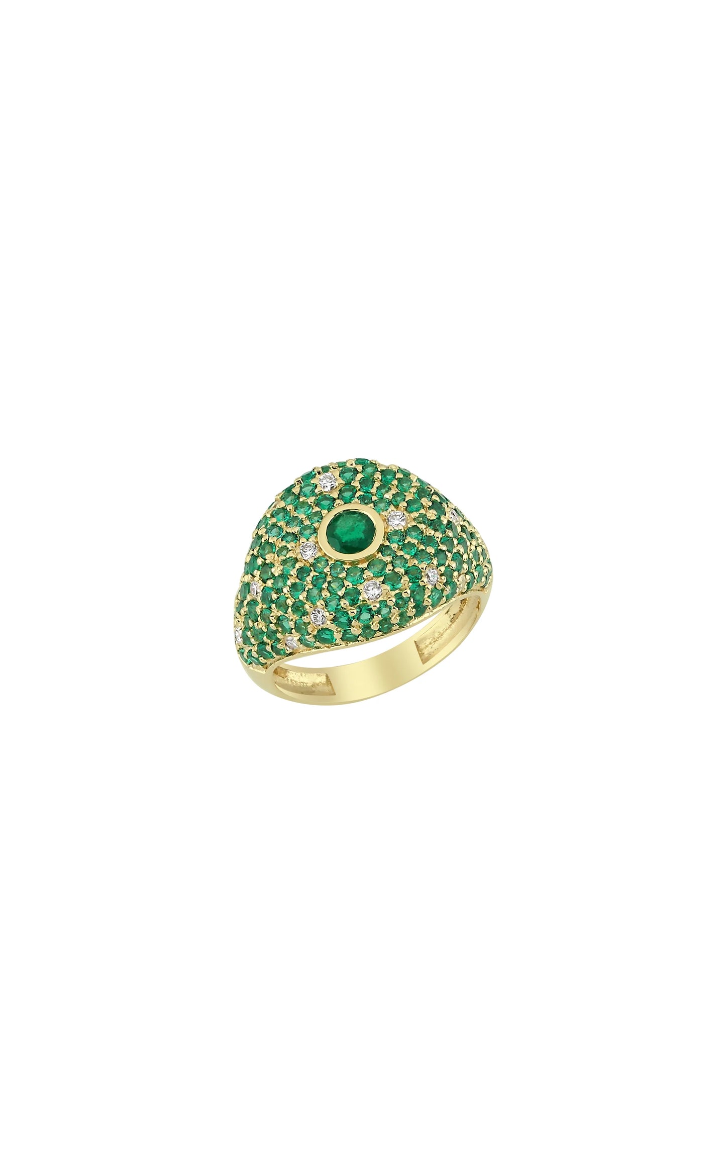 Diamond, Emerald and Tsavorite Pave BonBon Ring