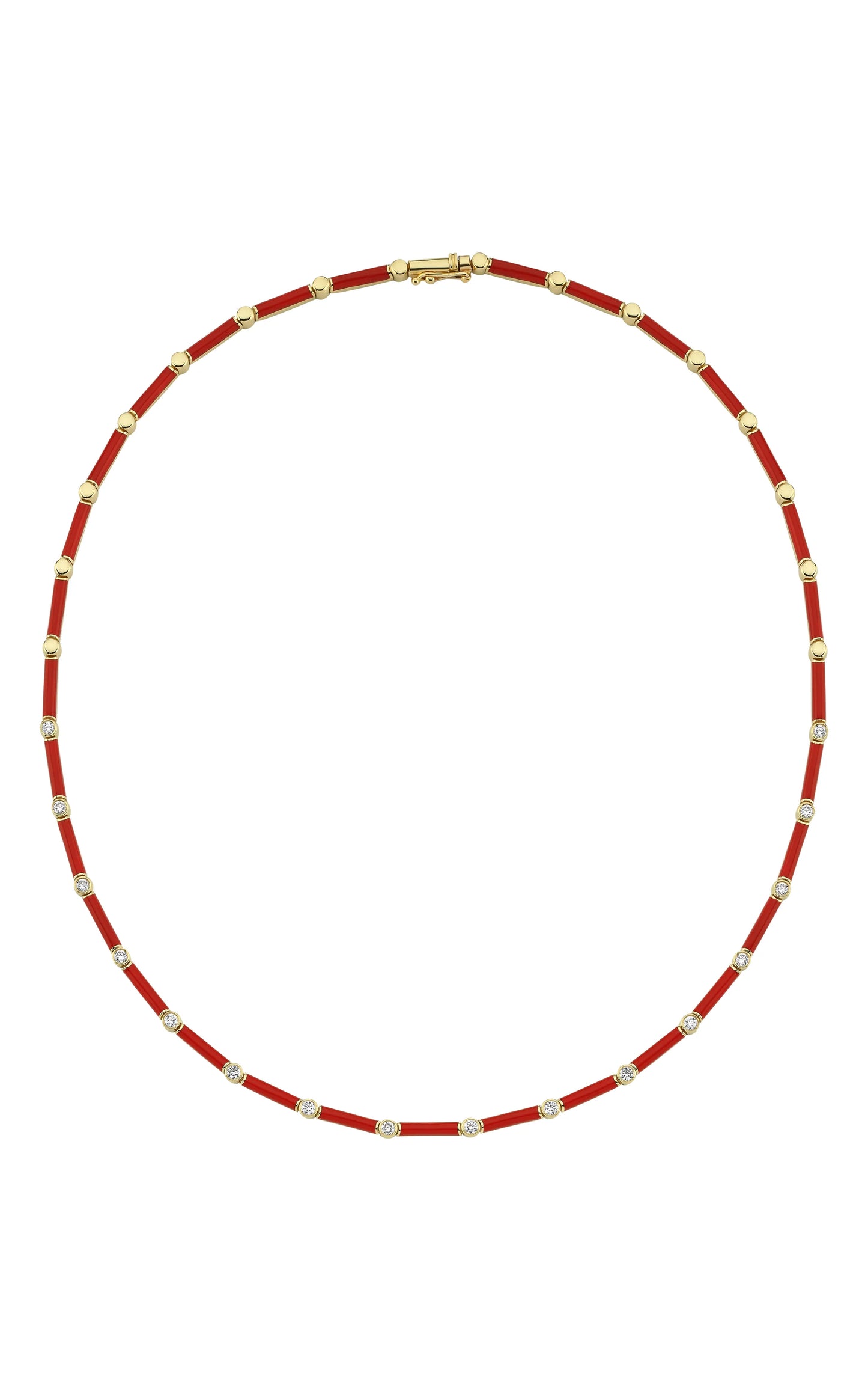 Red Enamel and Diamond Necklace