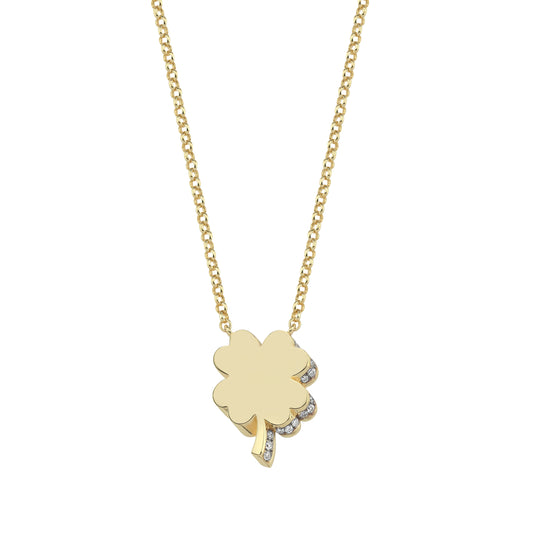 3D Clover Diamond Necklace