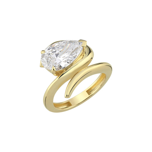 Coil Ring with 2ct Pear Diamond (Natural)