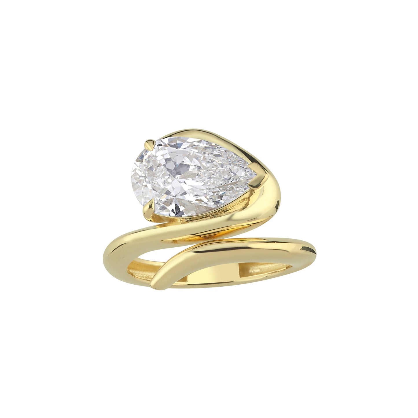 Coil Ring with 2ct Pear Diamond (Lab Grown)