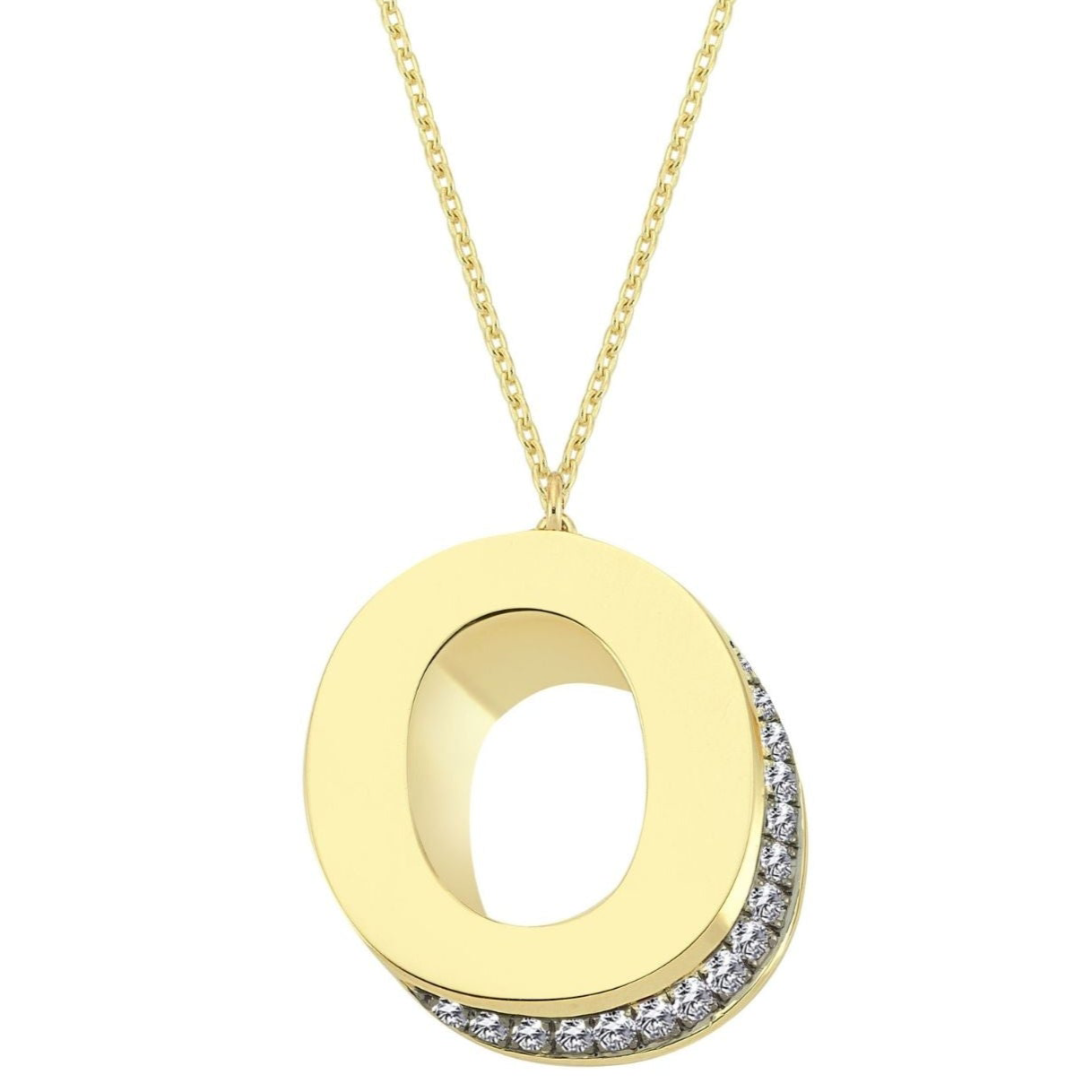 3D Letter O Necklace With Diamonds