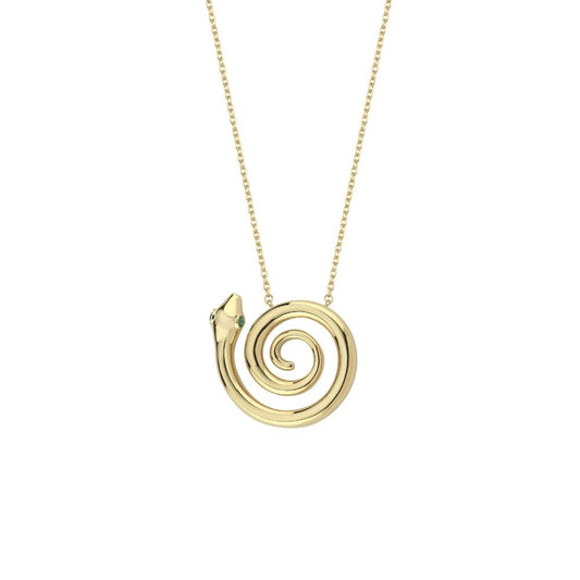 Snake Necklace in Gold and Tsavorite (Pair)