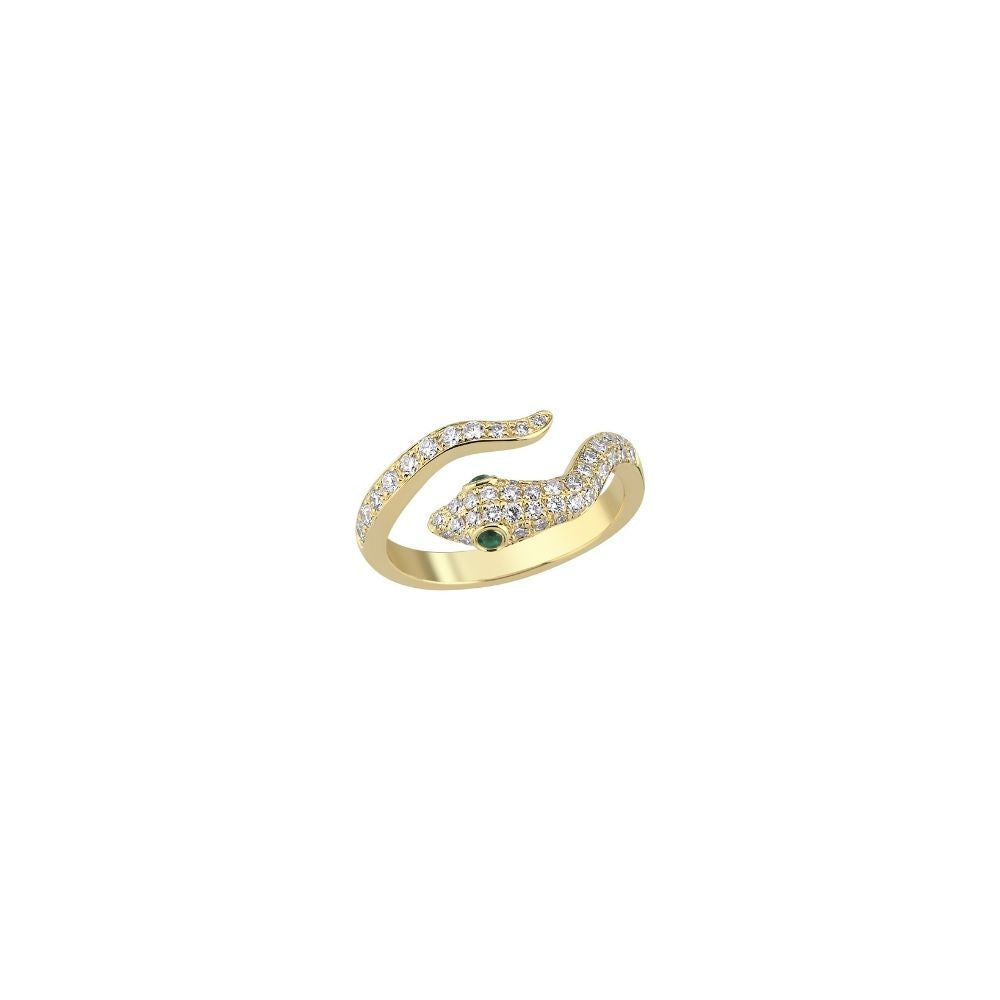 Mini Snake Ring in Diamond and Tsavorite
