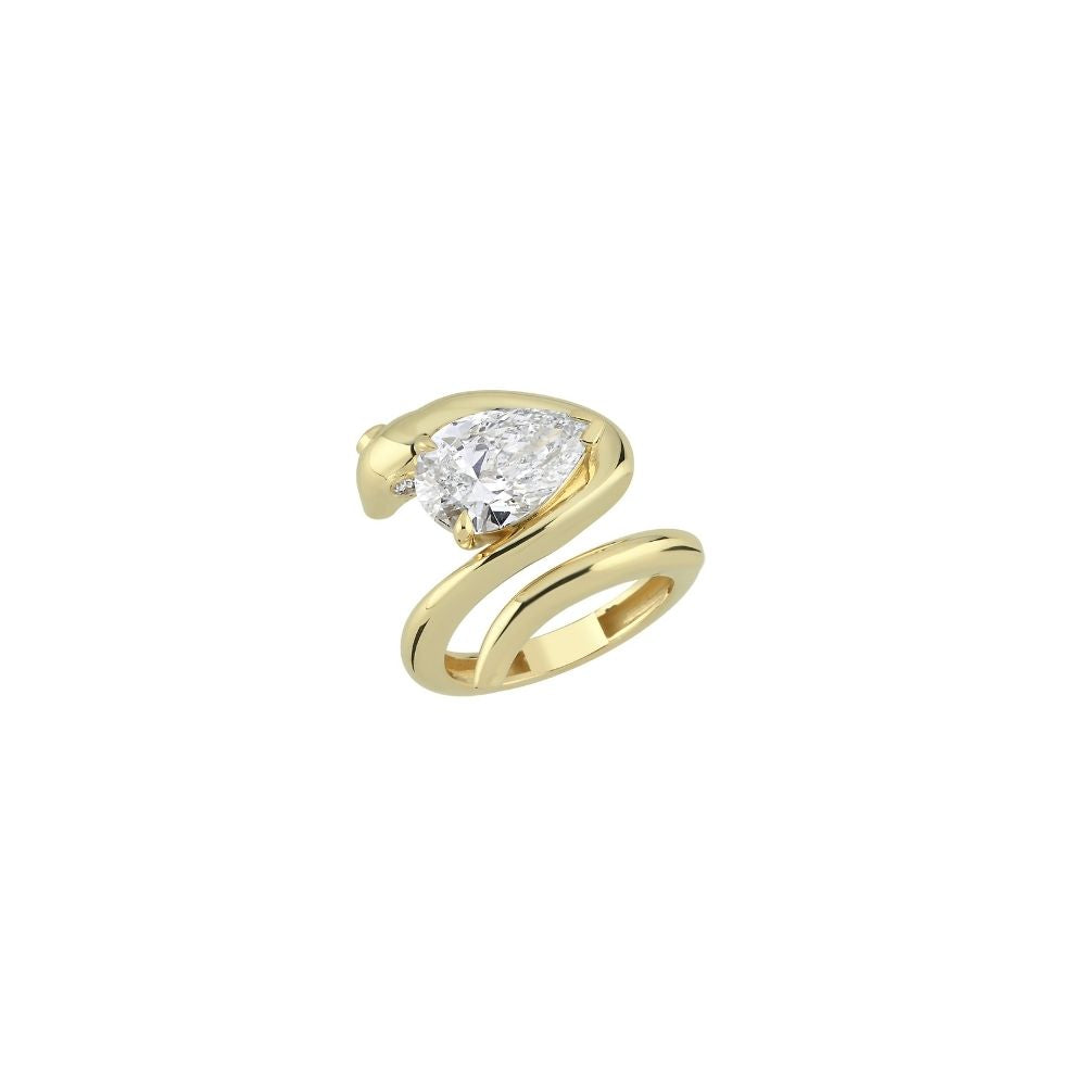Snake Ring with 2ct Pear Diamond (Lab Grown)