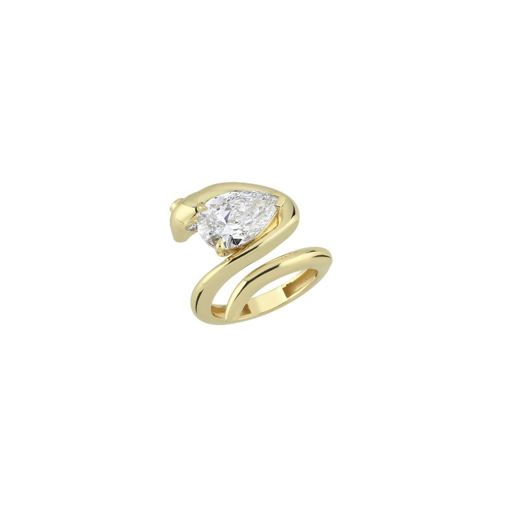 Snake Ring with 2ct Pear Diamond (Natural)