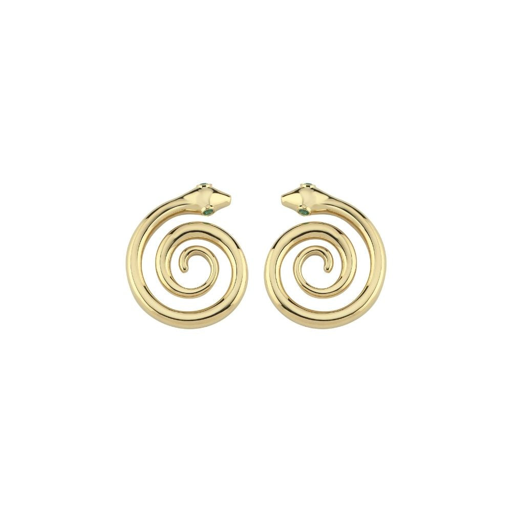 Snake Earrings in Gold and Tsavorite (Pair)