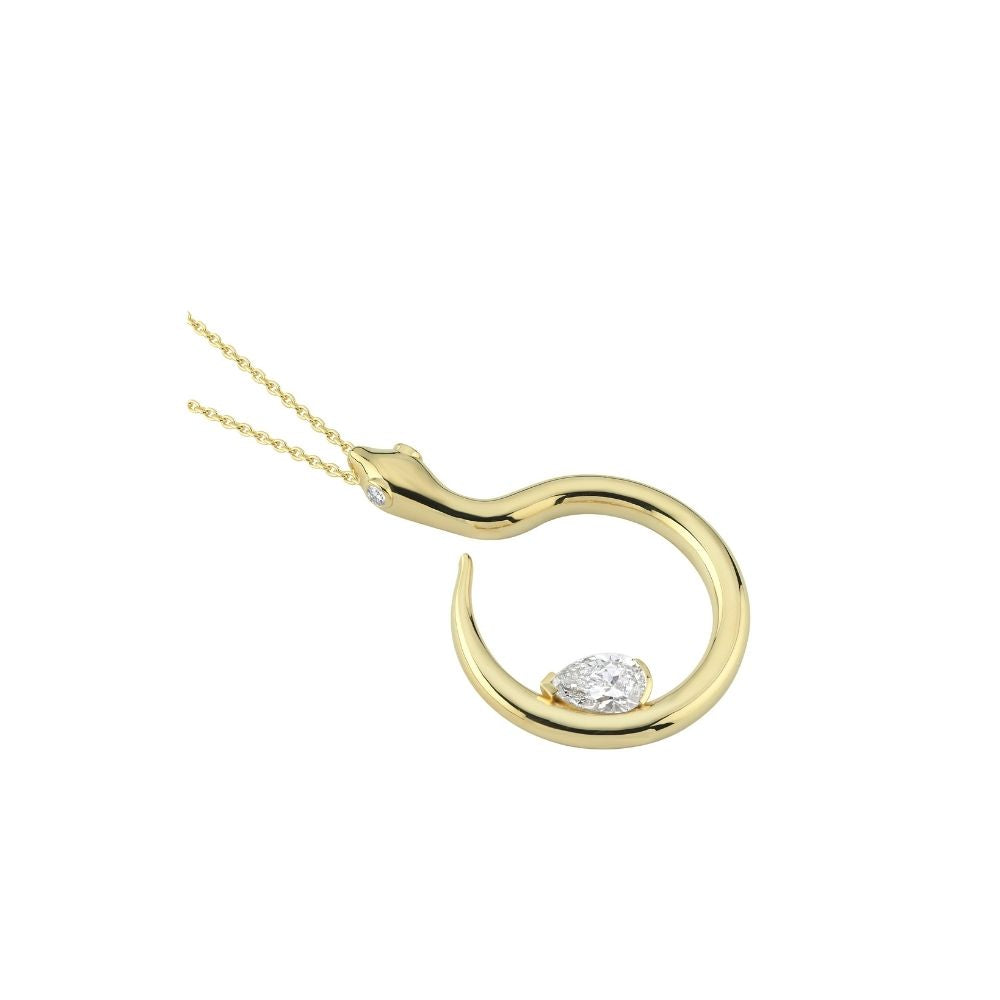 Snake Necklace With 3ct Pear Diamond (Lab Grown)