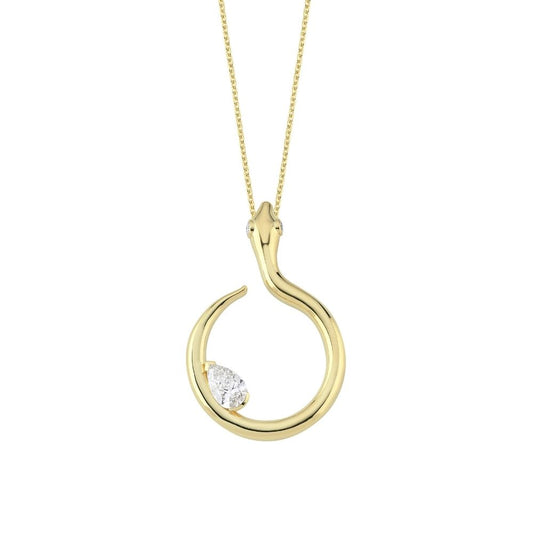 Snake Necklace With 3ct Pear Diamond (Natural)