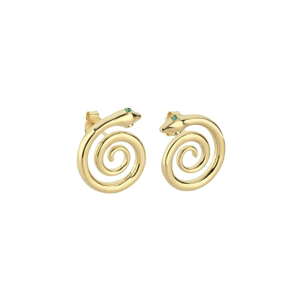 Snake Earrings in Gold and Tsavorite (Pair)