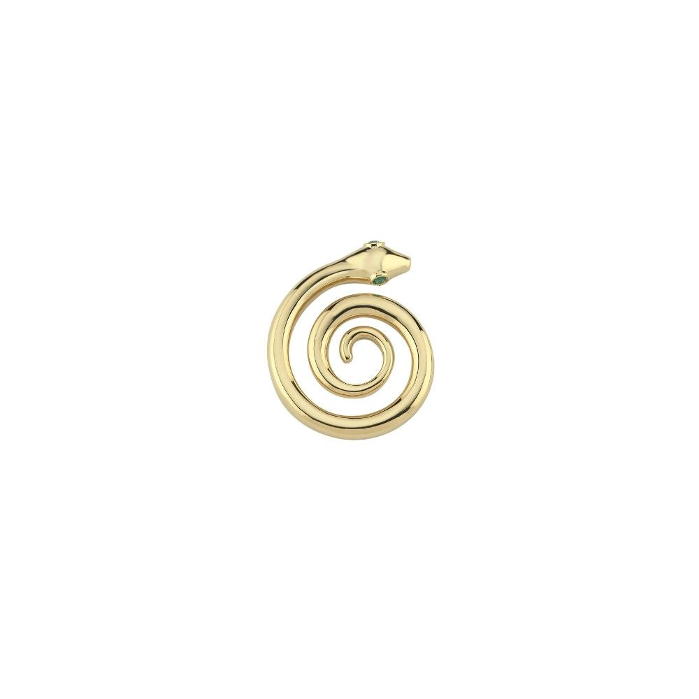 Snake Earrings in Gold and Tsavorite (Single, Left Ear)