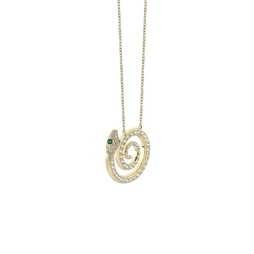 Snake Necklace in Gold and Tsavorite (Pair)