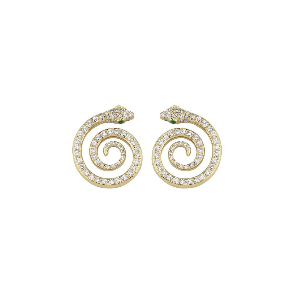 Snake Earrings in Diamond and Tsavorite (Pair)