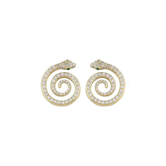 Snake Earrings in Diamond and Tsavorite (Pair)