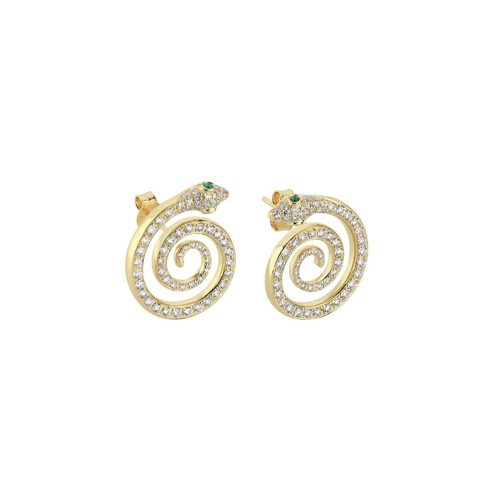 Snake Earrings in Diamond and Tsavorite (Pair)