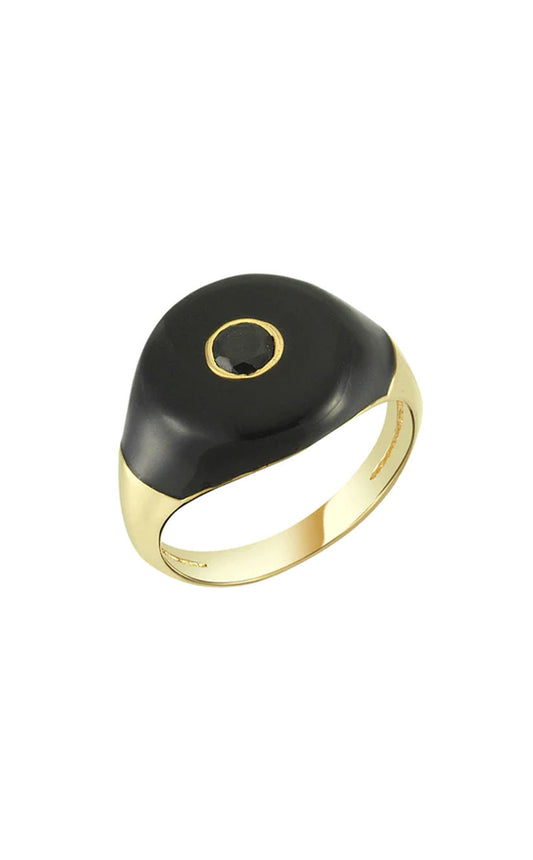 Black Enamel BonBon Ring with Black Diamond
