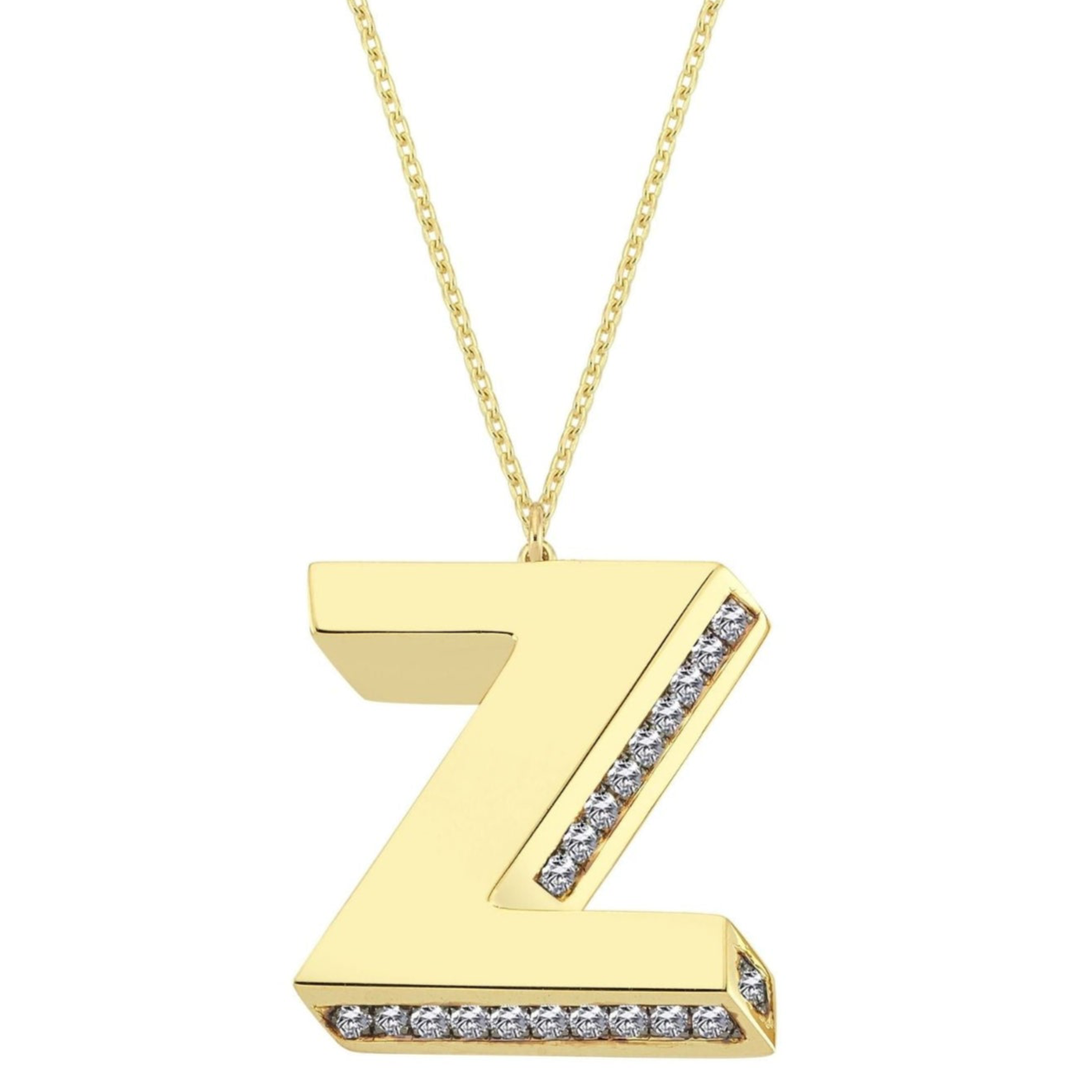 3D Letter Z Necklace With Diamonds
