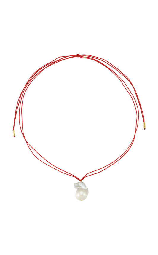 Colored String Necklace with Large Size Baroque Pearl