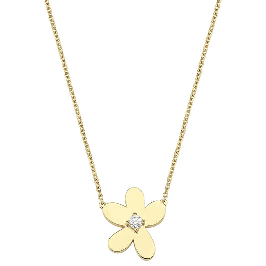 Single Flower Necklace with Solitaire Diamond