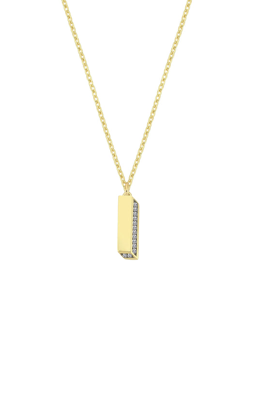 Mini 3D I Letter Necklace With Diamonds