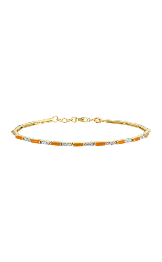 Orange Enamel & Diamond Bracelet