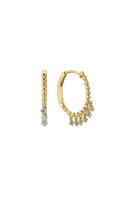 Small Hoop Earrings With Dangling Diamonds (Single)