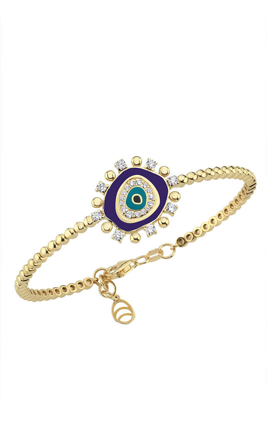 Evil Eye Bracelet in Gold, Diamonds & Navy Enamel