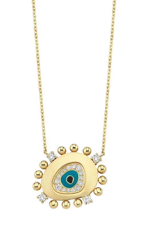 Evil Eye Necklace in Gold with Diamonds