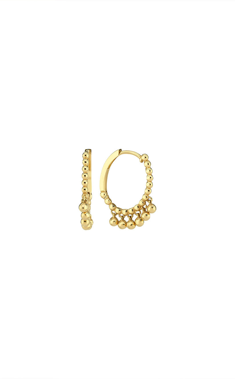 Small Hoop Earrings With Dangling Balls (Single)