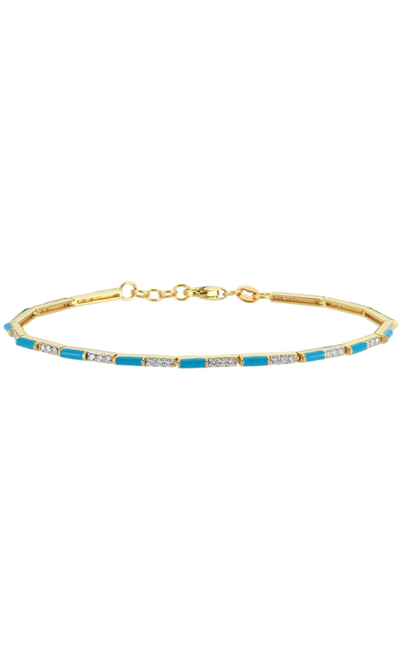 Turquoise Enamel & Diamond Bracelet