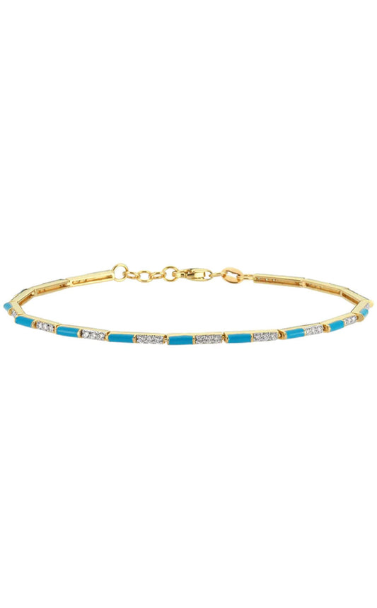 Turquoise Enamel & Diamond Bracelet