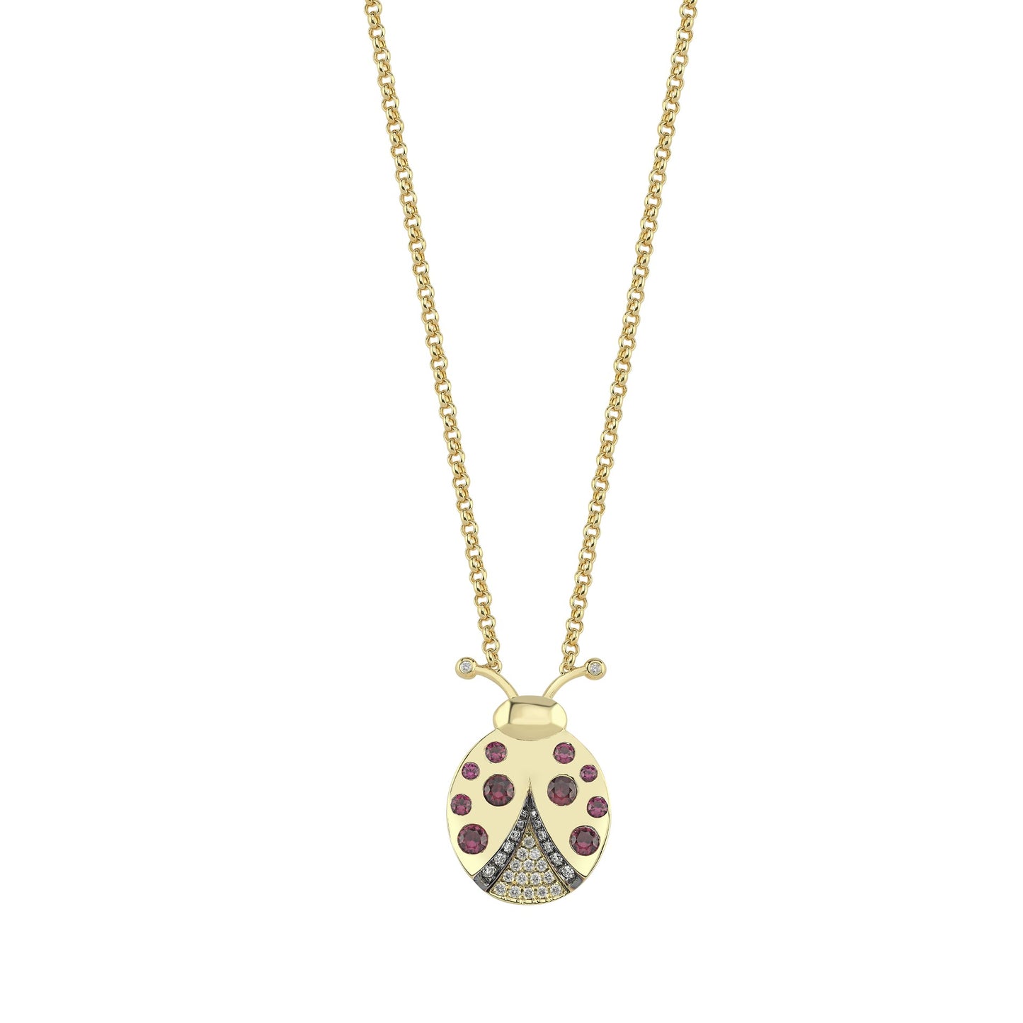 3D Diamond And Ruby Lady Bug Necklace