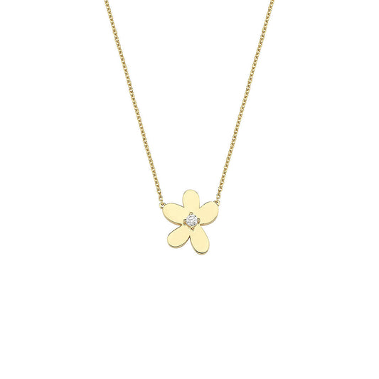 Single Flower Necklace with Solitaire Diamond