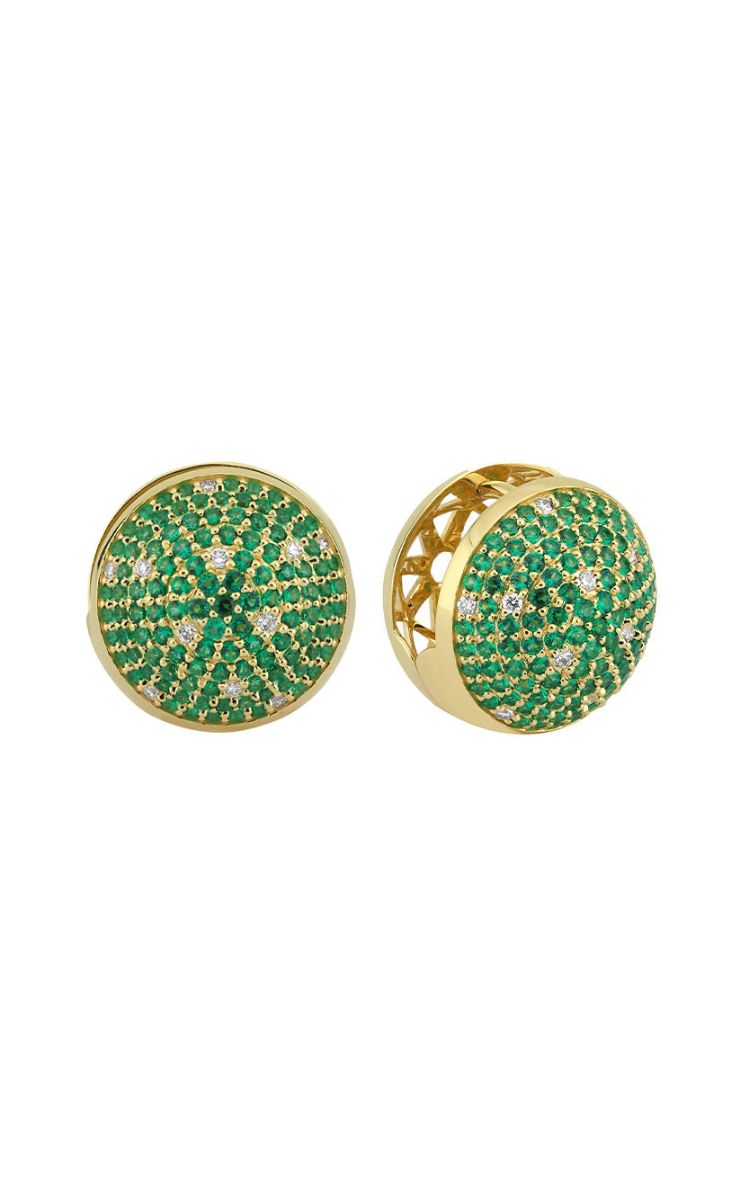 Ball Earring With Diamonds & Tsavorites (Pair)