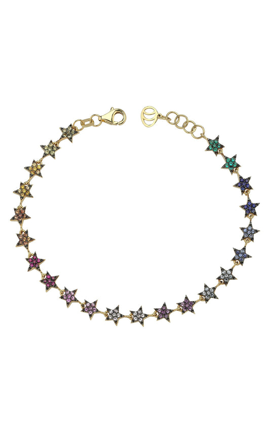 Milky Way Bracelet in Blackened Gold with Rainbow Sapphires