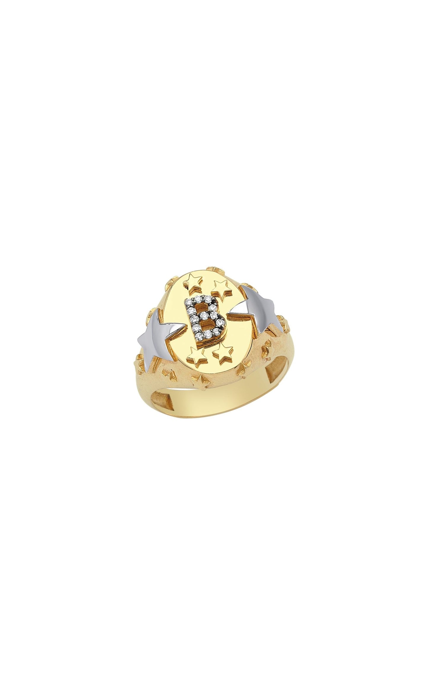 Stars & Diamond Initial Chevalier Ring