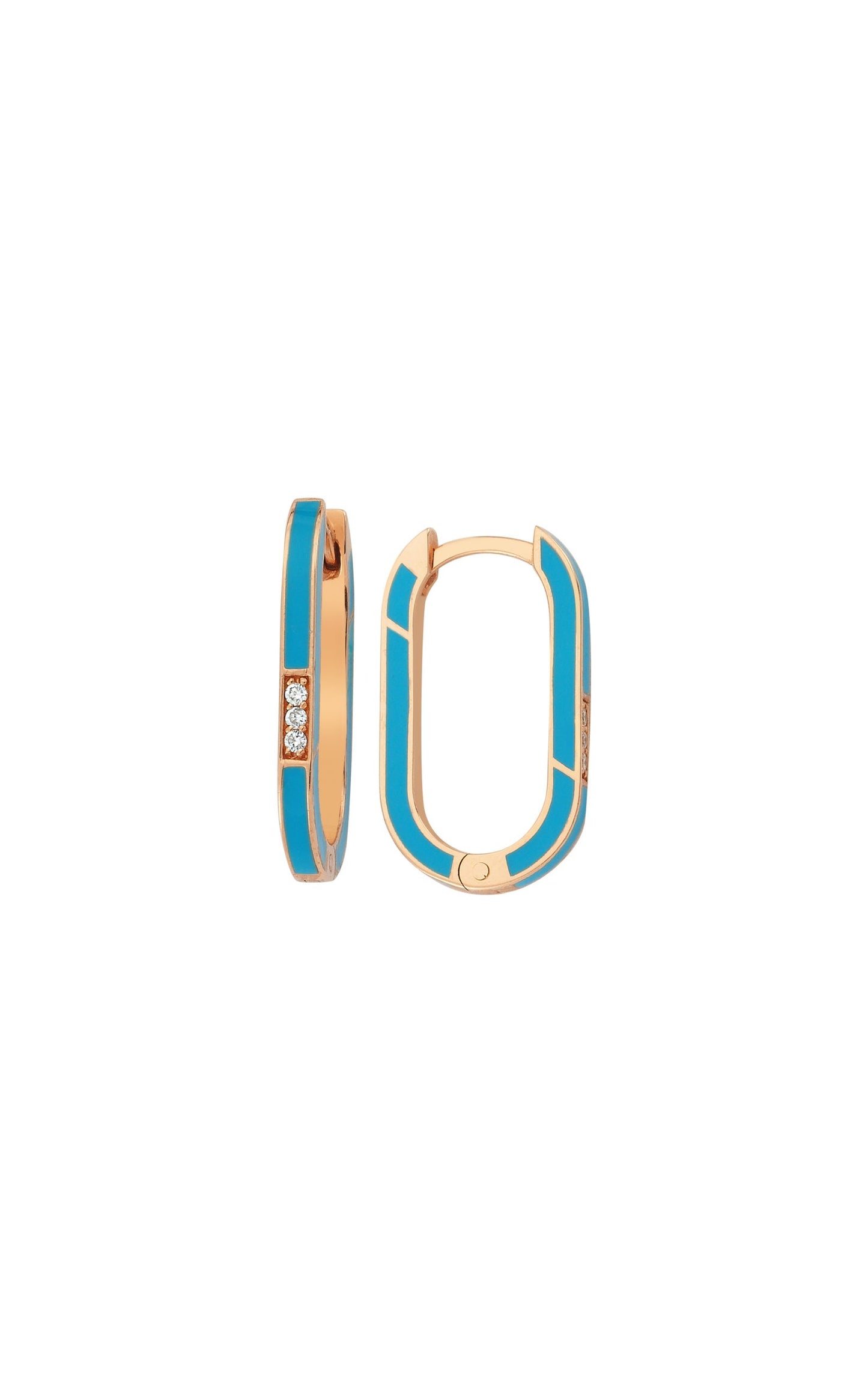 Turquoise Enamel BonBon Earring with Diamonds (Single)