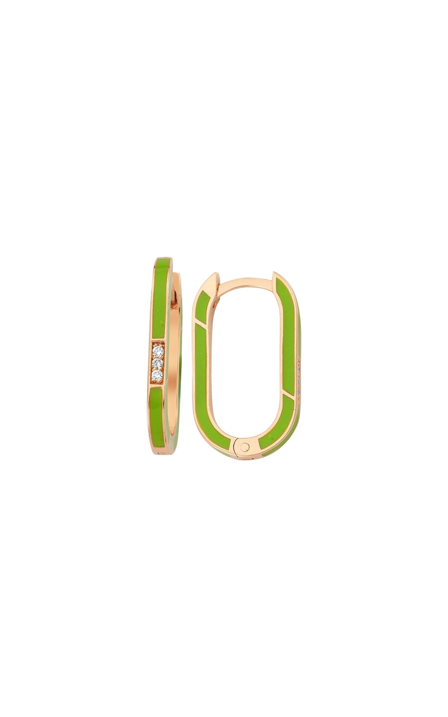 Green Enamel BonBon Earring with Diamonds (Single)