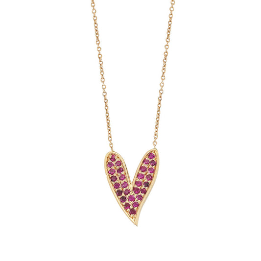 Heart Necklace with Rubies