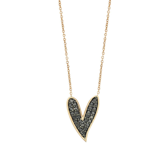 Heart Necklace with Black Diamonds