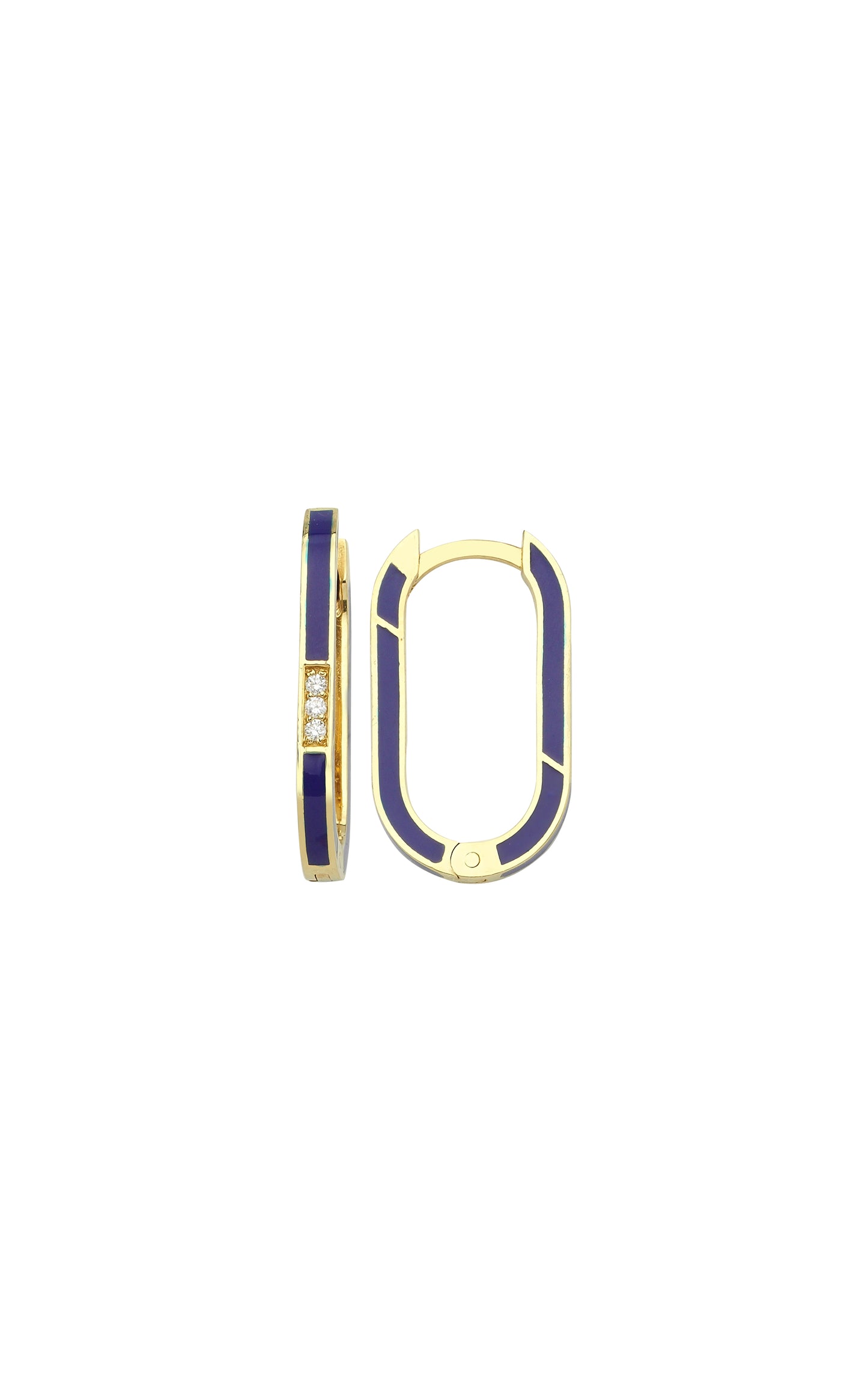 Navy Enamel BonBon Earring with Diamonds (SINGLE)